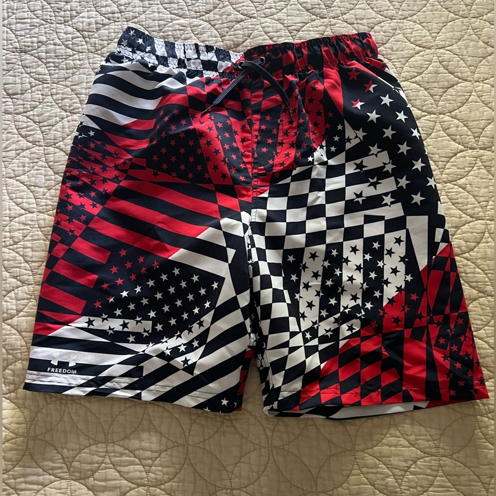 Under Armour Black and White Mesh Swim Trunks